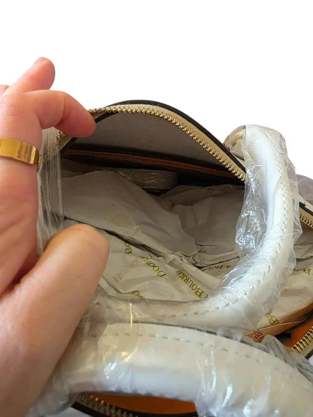 Dooney & Bourke Naomi Satchel White Leather Gold Hardware NWT BEMER1379